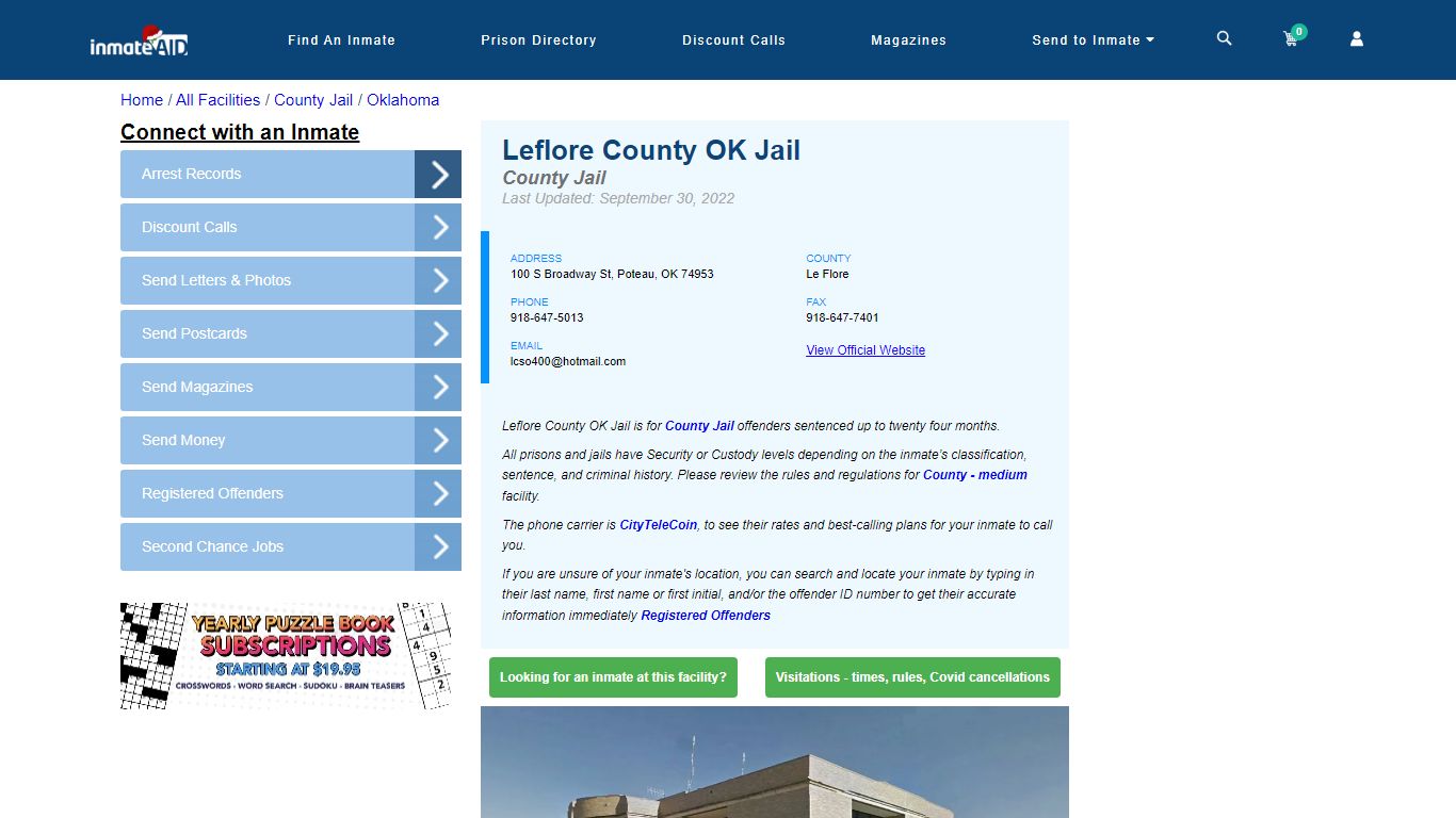 Leflore County OK Jail - Inmate Locator - Poteau, OK